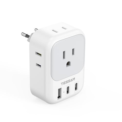 TESSAN European Travel Plug Adapter, Type C Power Adaptor with 4 AC Outlets 3 USB Ports (2 USB C), Europe Outlet Adapter for USA to EU Euro International Italy Iceland Spain France Greece Germany | Amazon (US)