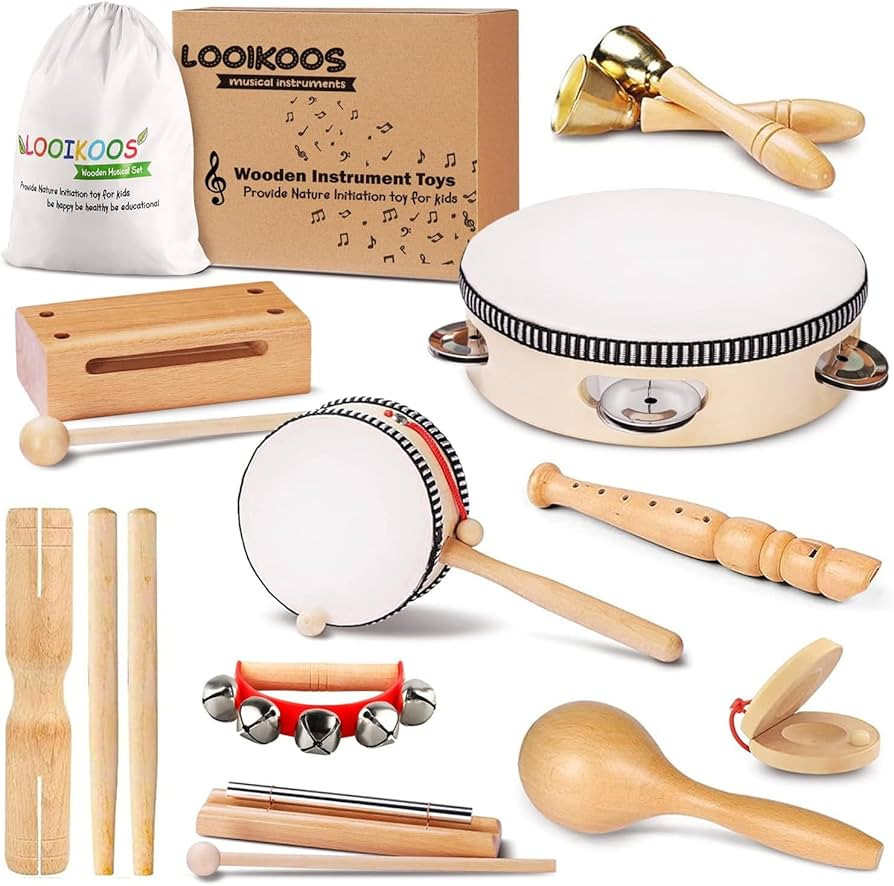LOOIKOOS Toddler Musical Instruments, Eco Friendly Music Set for Kids Preschool Educational, Natu... | Amazon (US)