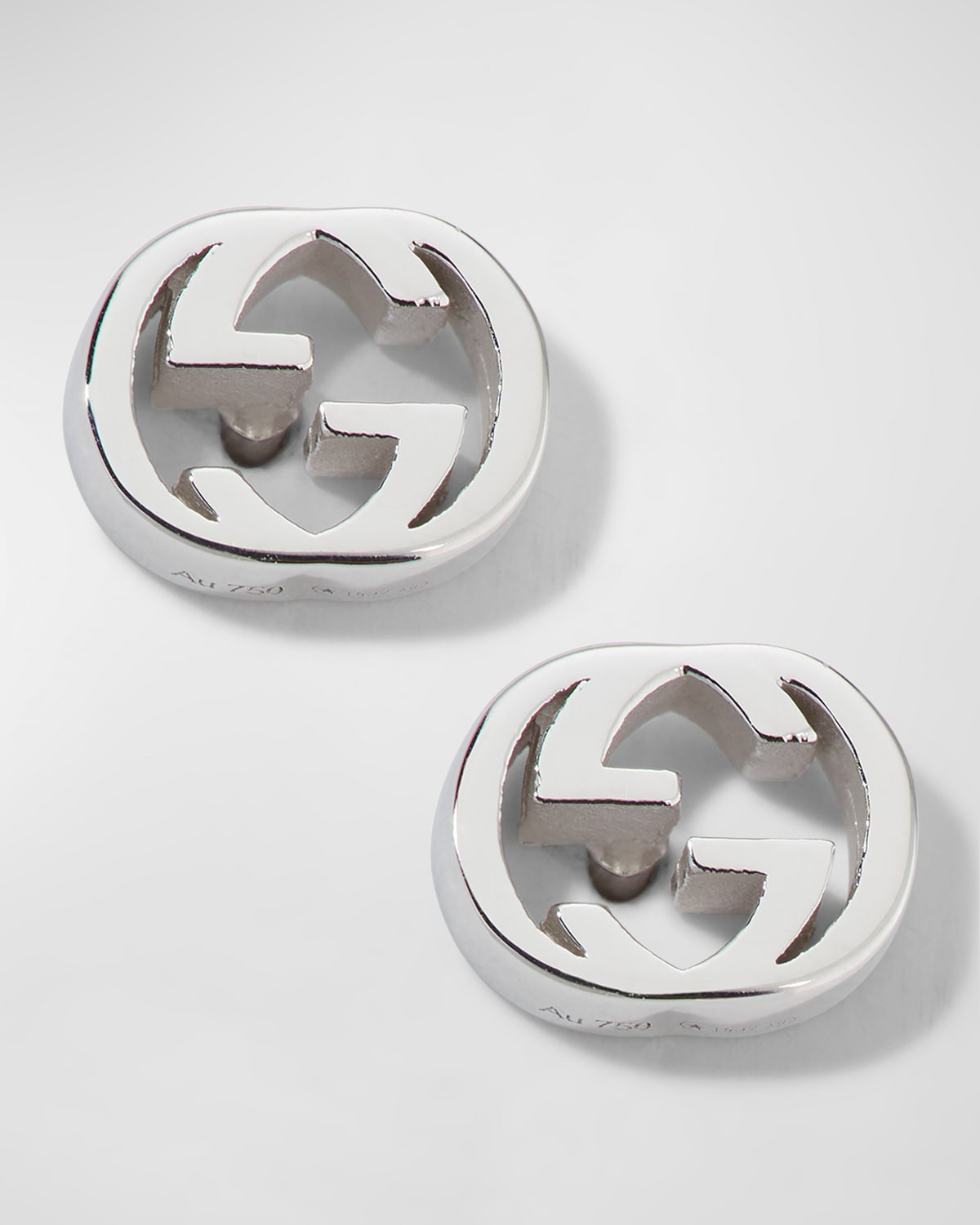 Interlocking-G Stud Earrings in White Gold | Neiman Marcus