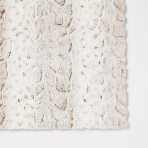 Snow Leopard Faux Fur Ombre Throw Blanket Neutral - Threshold™ | Target