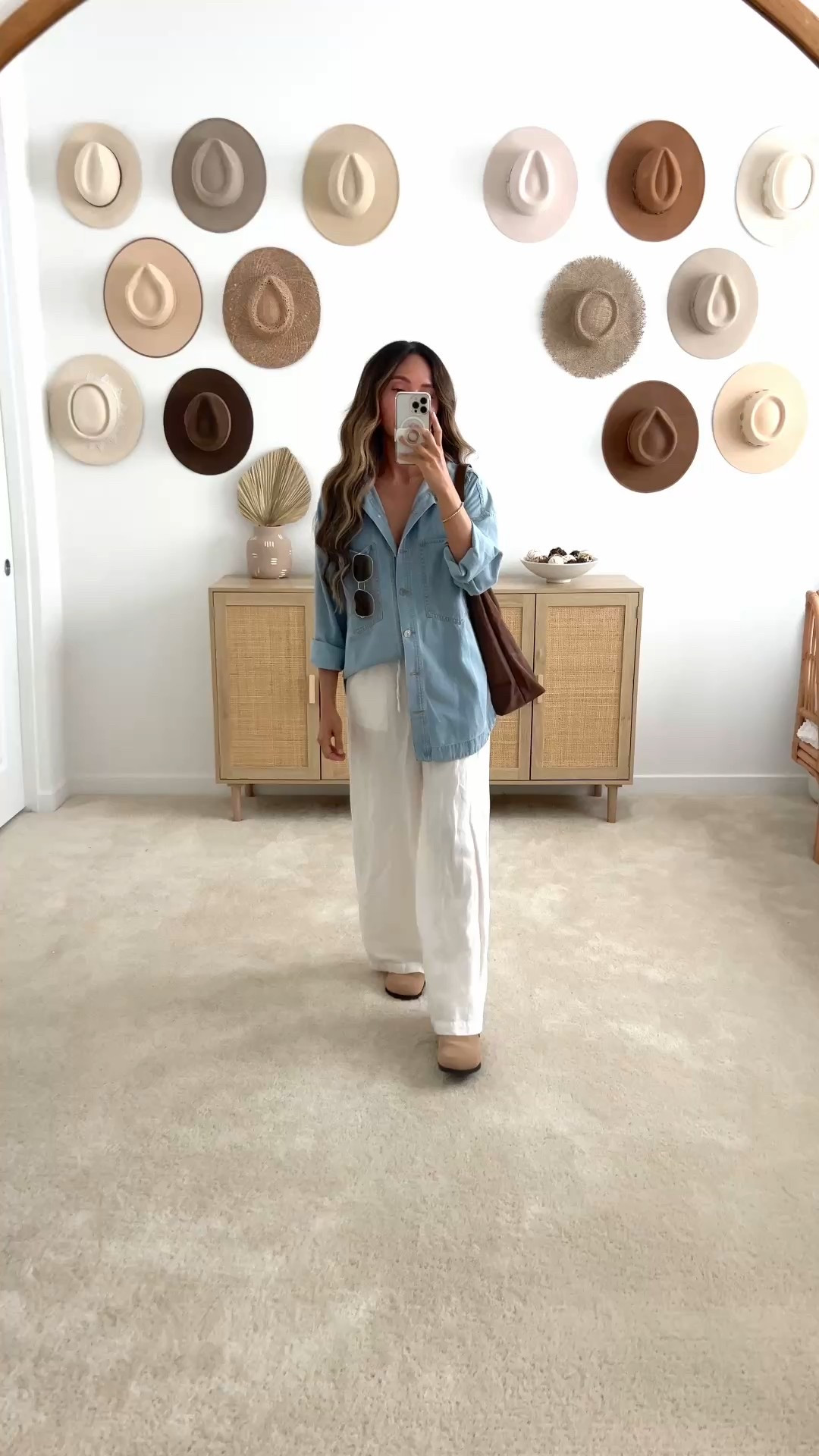 Casual spring outfit, spring outfits, casual outfit, casual outfits, coffee shop outfit, coffee date outfit, errands outfit, travel outfit, beach outfit, spring fashion, birkenstock clog outfit, birkenstock clogs, birkenstock clog dupe, linen pants outfit, denim shirt outfit, brown suede tote, brown tote bag, brown hobo tote, neutral outfit, neutral style, Amazon fashion#LTKVideo 

#LTKSaleAlert #LTKShoeCrush #LTKSeasonal #LTKFindsUnder100 #LTKFindsUnder50 #LTKWatchNow #LTKItBag #LTKStyleTip