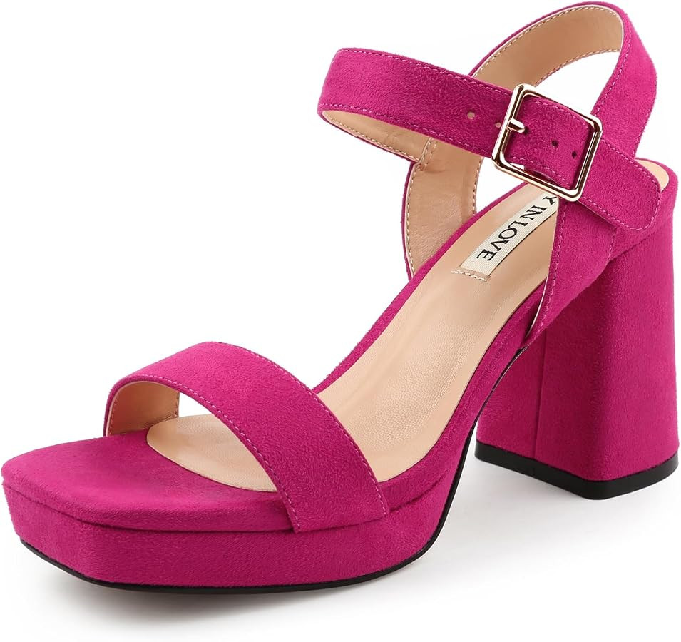 JOY IN LOVE Women's Chunky Platform High Heels Ankle Strap Block Heel Sandals | Amazon (US)