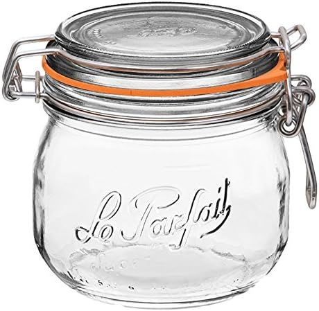 Le Parfait Super Jar - 500ml French Glass Canning Jar w/Round Body, Airtight Rubber Seal & Glass ... | Amazon (US)