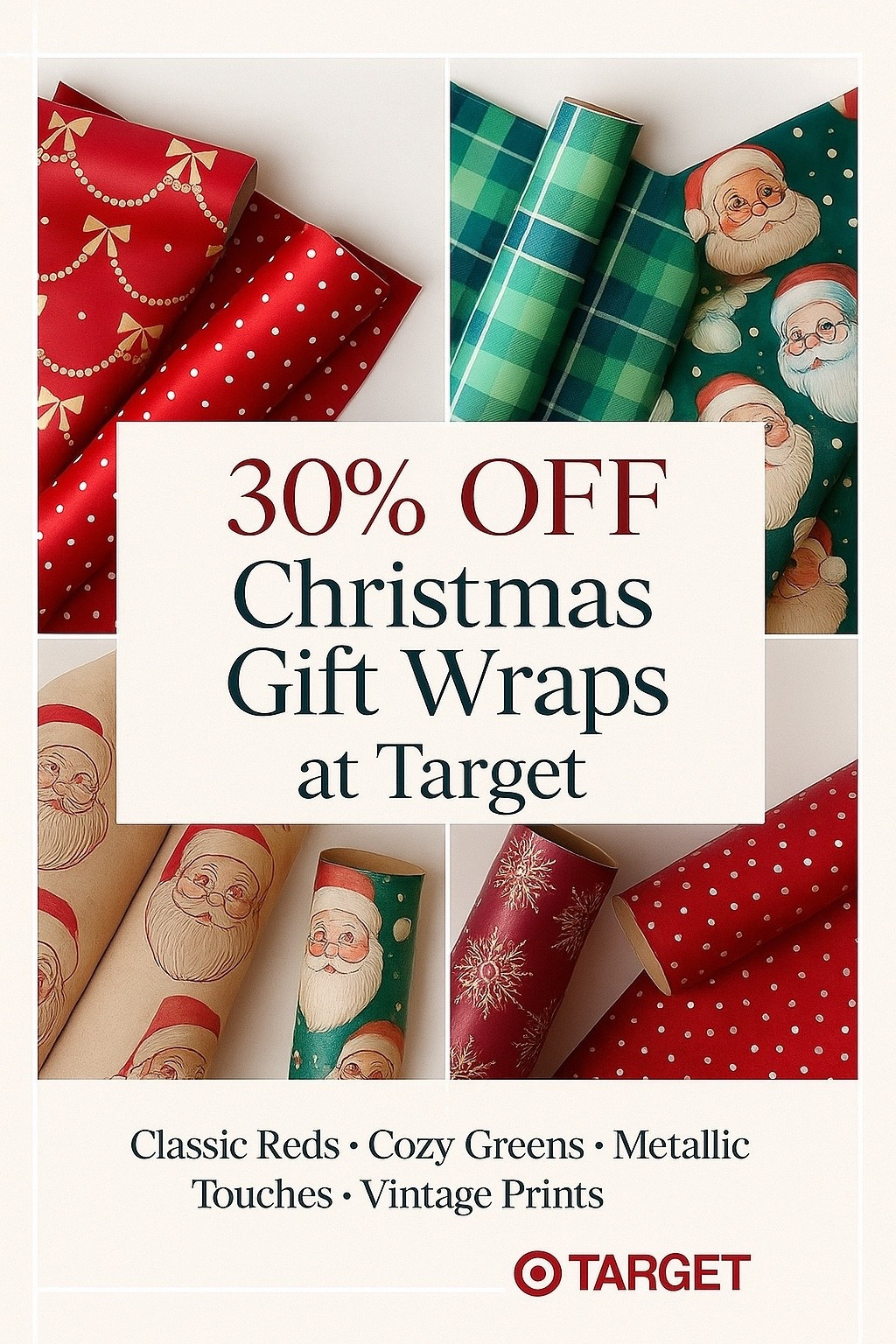 
Wrapping season is here… and Target has 30% OFF Christmas gift wraps 😍🎁
Classic reds, cozy greens, metallic touches & vintage prints.  TODAY ONLY



#TargetFinds #TargetHoliday #ChristmasWraps #HolidayDeals #GiftWrapSale #Christmas2025 #HomeDecorLovers #CozyHolidayVibes #FestiveFinds

#LTKHoliday #LTKGiftGuide #LTKHome