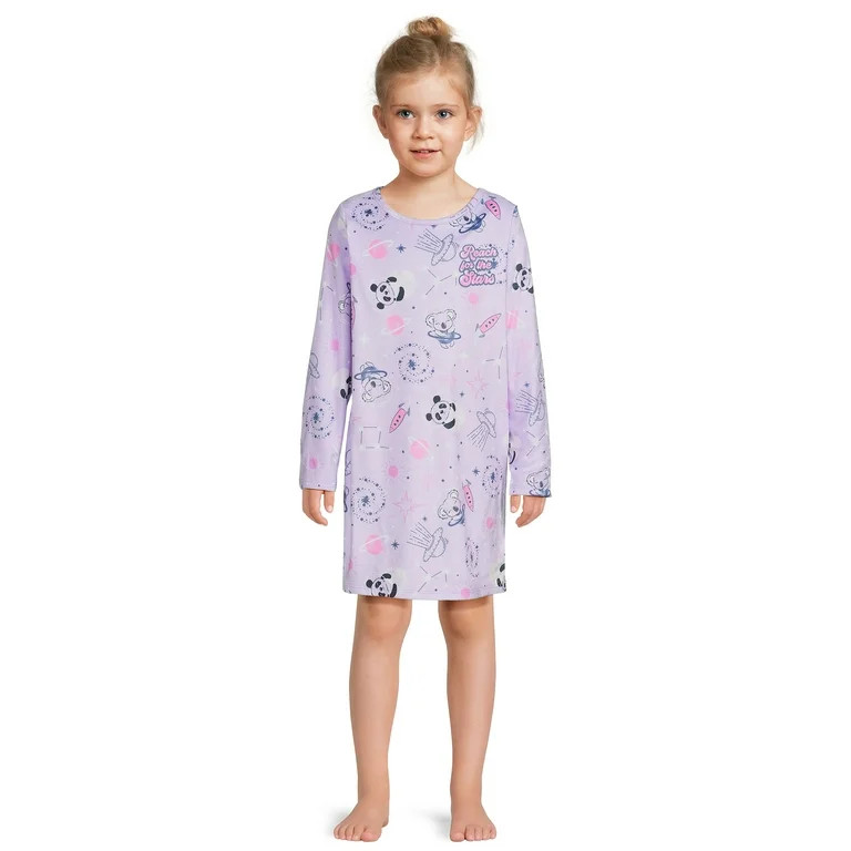 Wonder Nation Girls Long Sleeve Fleece Sleep Gown, Sizes 4-18 & Plus - Walmart.com | Walmart (US)
