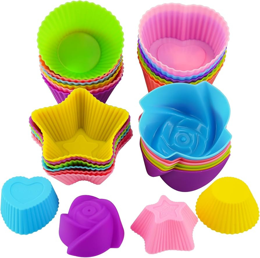 Silicone Cupcake Liners for Baking, 24Pcs Reusable Muffin Cups Greaseproof Muffin Liners Nonstick... | Amazon (US)