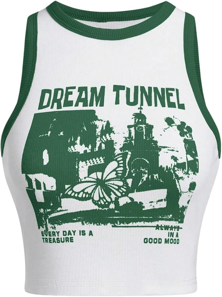 SOLY HUX Women's Letter Graphic Crop Tank Top Sleeveless Round Neck Slim Fit Tops | Amazon (US)