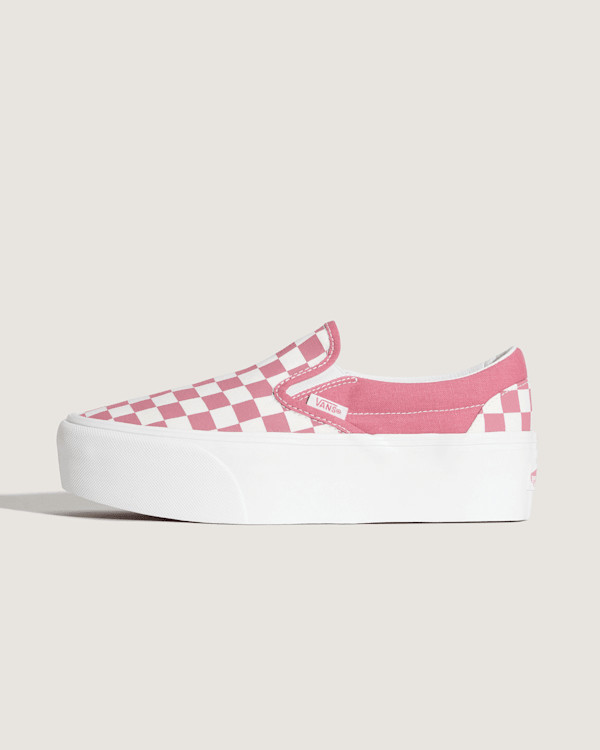 Vans Classic Slip-On Platform Checkerboard Shoes (Mauvewood Pink / White) - 4.5 Boys 6.0 Women | Vans (US)