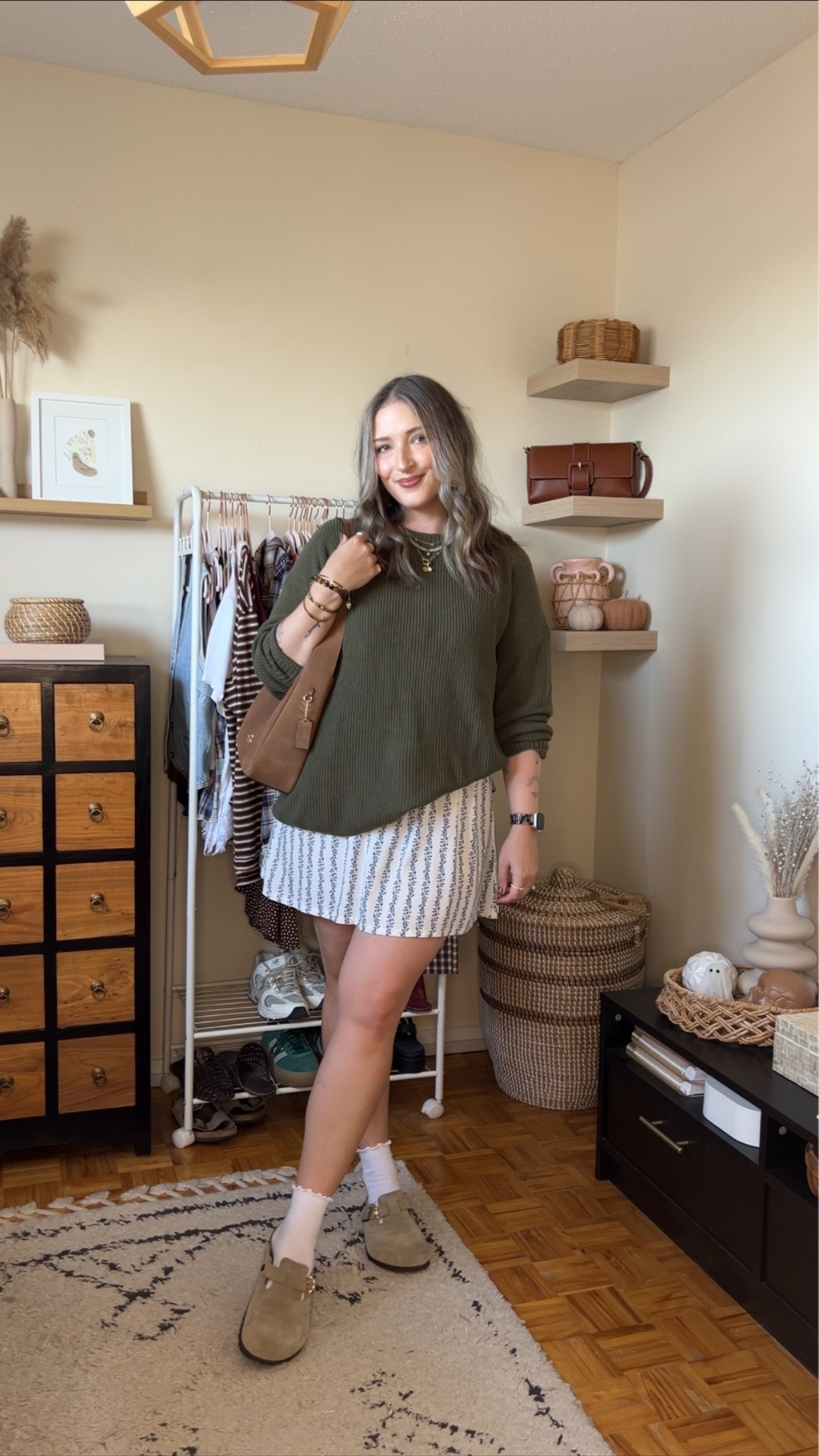 Styling a summer dress for fall! Wearing L in both the floral dress and olive sweater (exact Canadian Old Navy links are under “similar products”). I’m a 9.5-10 shoe and wear a 40 in the Birkenstock clogs

#LTKfall #LTKdresses #LTKsale