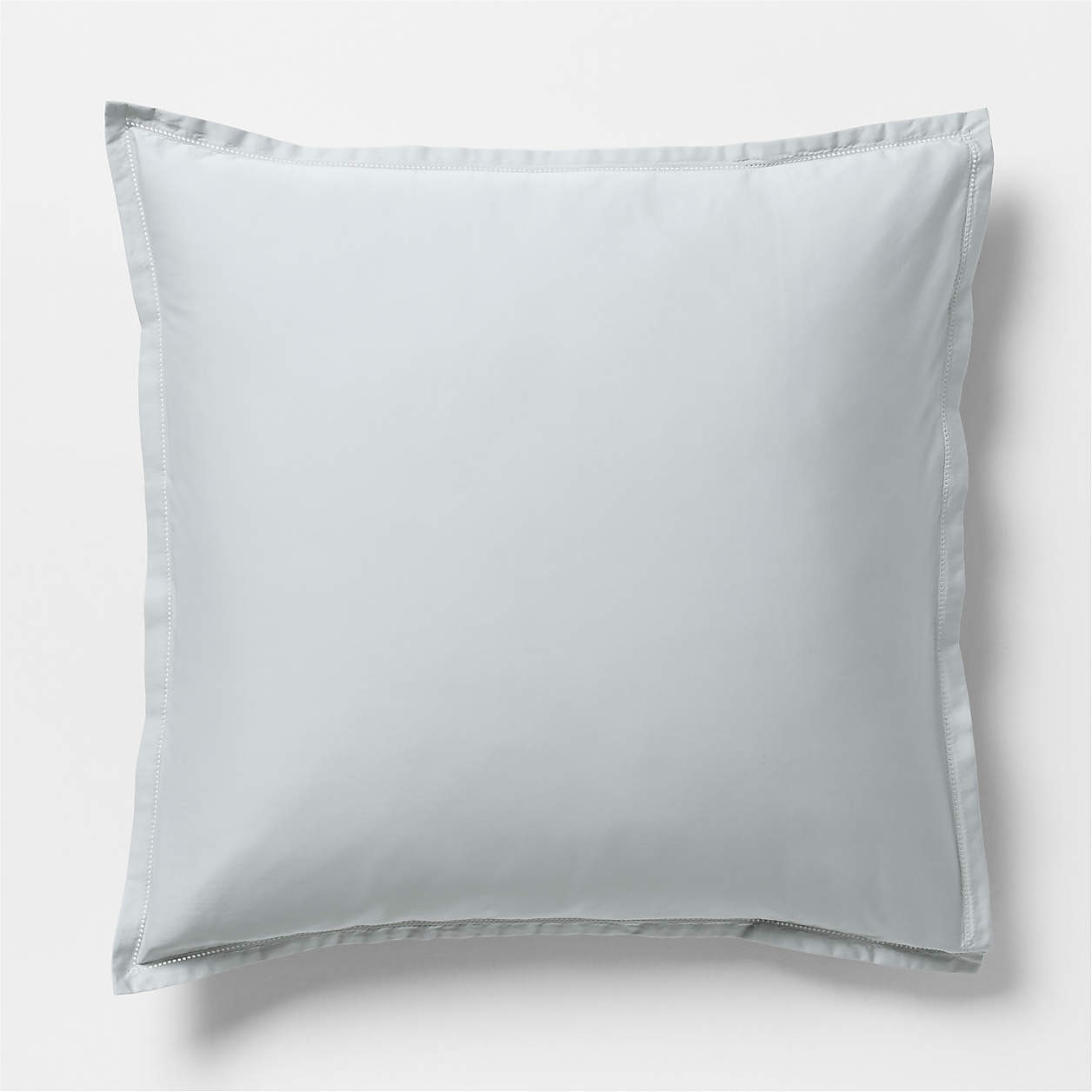 Serene Washed Organic Cotton Sateen Light Mist Blue Euro Bed Pillow Sham | Crate & Barrel | Crate & Barrel