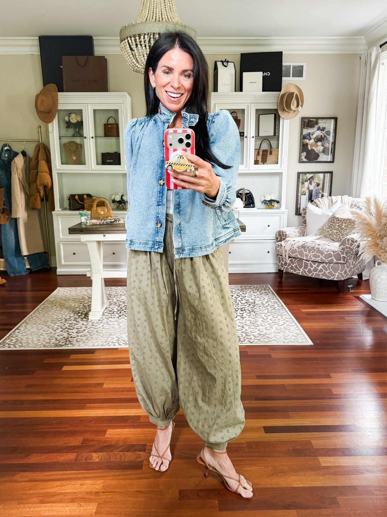 This denim jacket has the cutest details 
Wearing a small

#LTKootd #LTKmomlife #LTKSeasonal