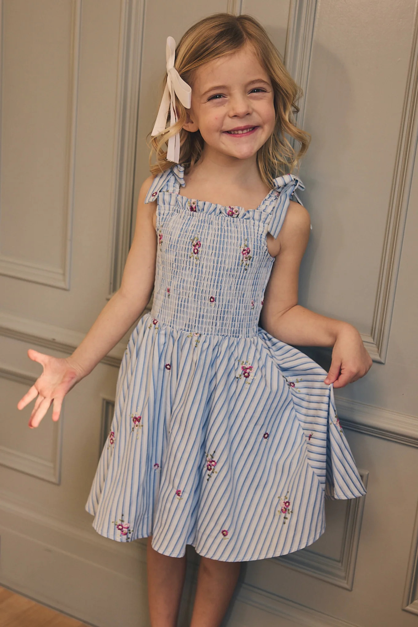 Mini Bluebell Dress in Blue & White Stripes | Ivy City Co