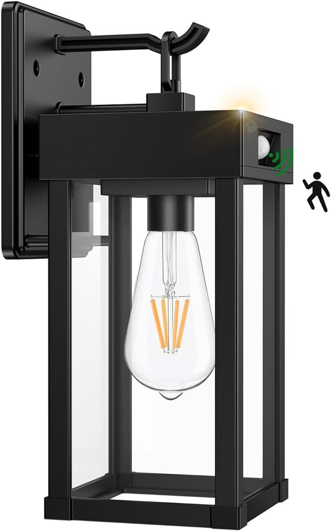Auzev Outdoor Solar Wall Lights Fixtures,Exterior Solar Wall Lantern Lights With Clear Panels,Wal... | Amazon (US)