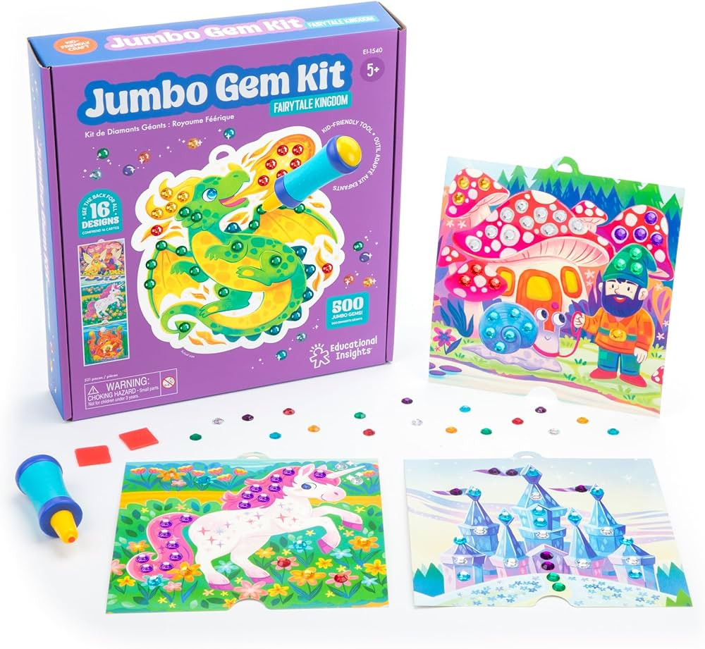 Educational Insights Jumbo Gem Kit - Arts and Crafts for Kids, Toddler Art Supplies, Toddler DIY ... | Amazon (US)