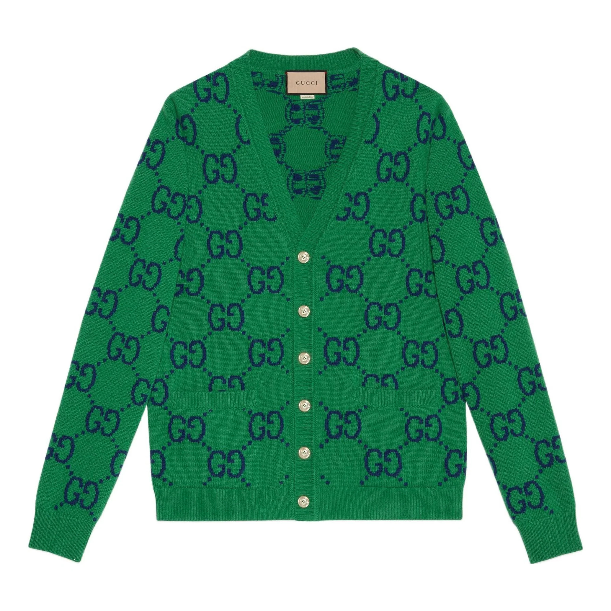 Gucci GG Knit Cardigan 'Green Blue' 674043-XKB3V-3129 | KICKS CREW