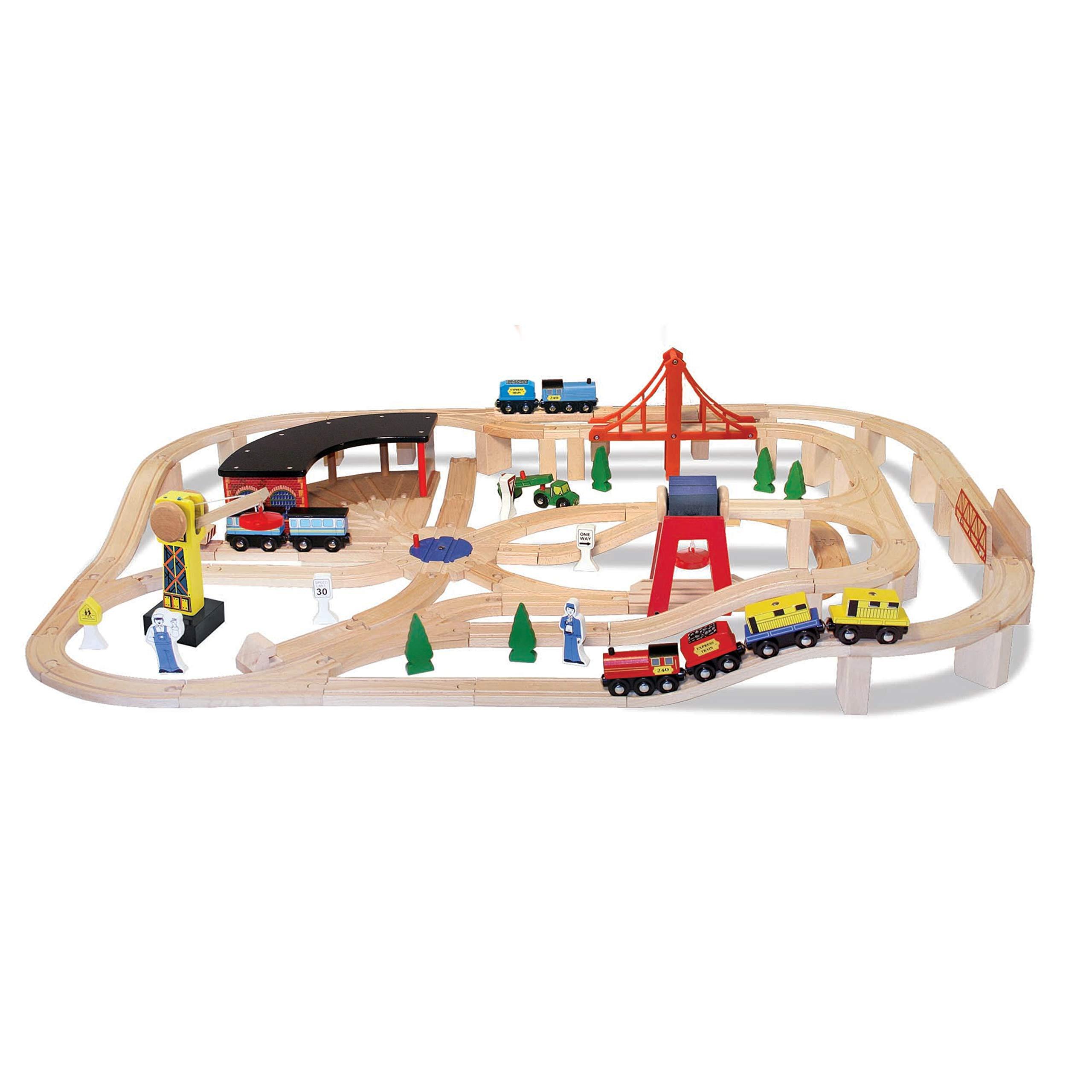 Melissa & Doug Wooden Railway Set, 130 Pieces | Amazon (US)