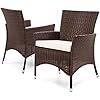 TANGKULA Set of 2 Patio Chairs, Outdoor Wicker Dining Chairs with Removable Cushions, Armchairs f... | Amazon (US)