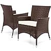 TANGKULA Set of 2 Patio Chairs, Outdoor Wicker Dining Chairs with Removable Cushions, Armchairs f... | Amazon (US)