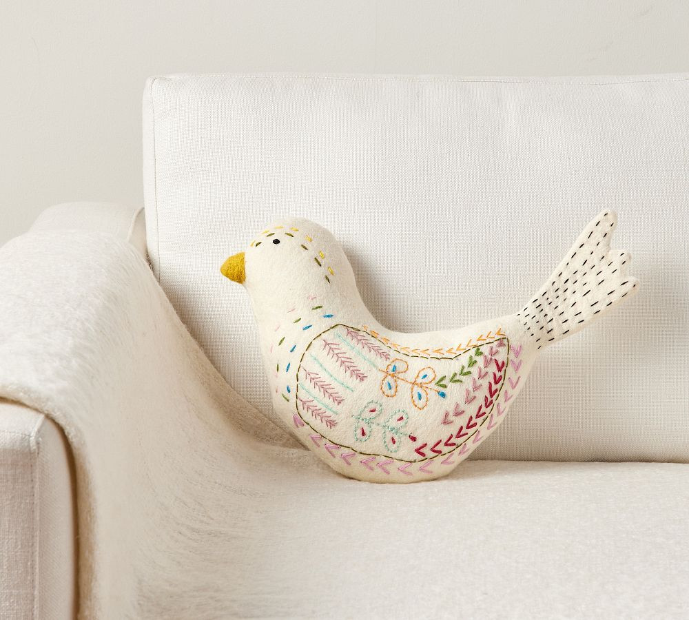 Flynn Embroidered Bird Shaped Pillow | Pottery Barn (US)
