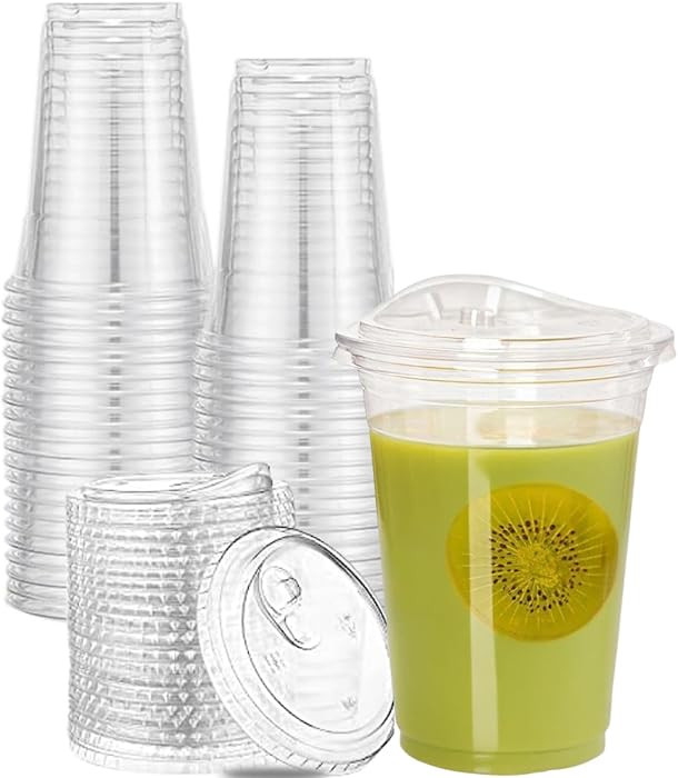 Artpreti 16 oz Clear Plastic Cups with Strawless Sip Lids, Disposable Plastic Coffee Cups with Li... | Amazon (US)