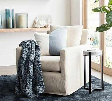 Ayden Square Arm Slipcovered Swivel Glider | Pottery Barn (US)