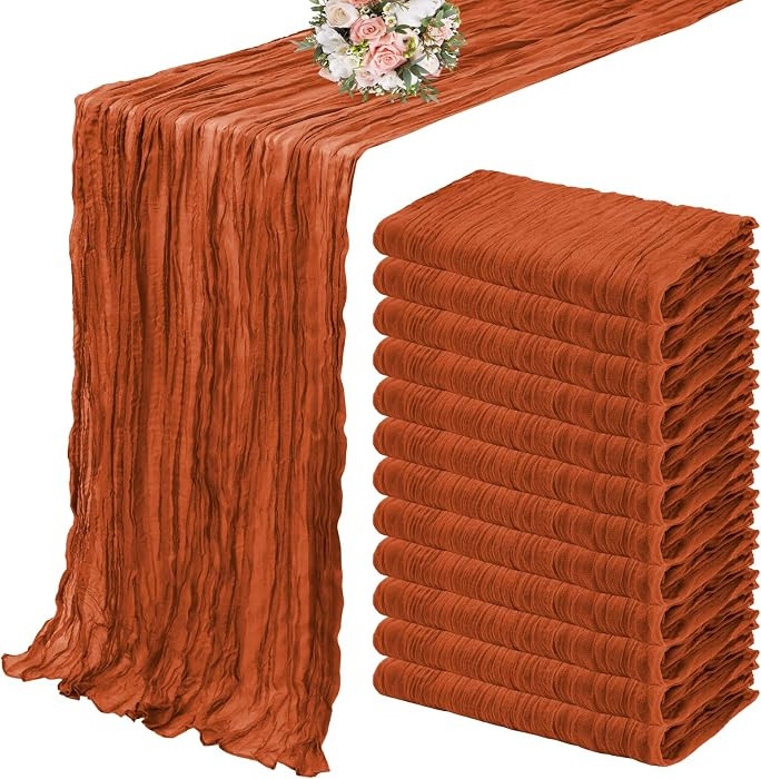 12 Pack Cheesecloth Table Runner 35 x 120 inch Long Boho Cheese Cloth Gauze Table Runners Semi Sh... | Amazon (US)