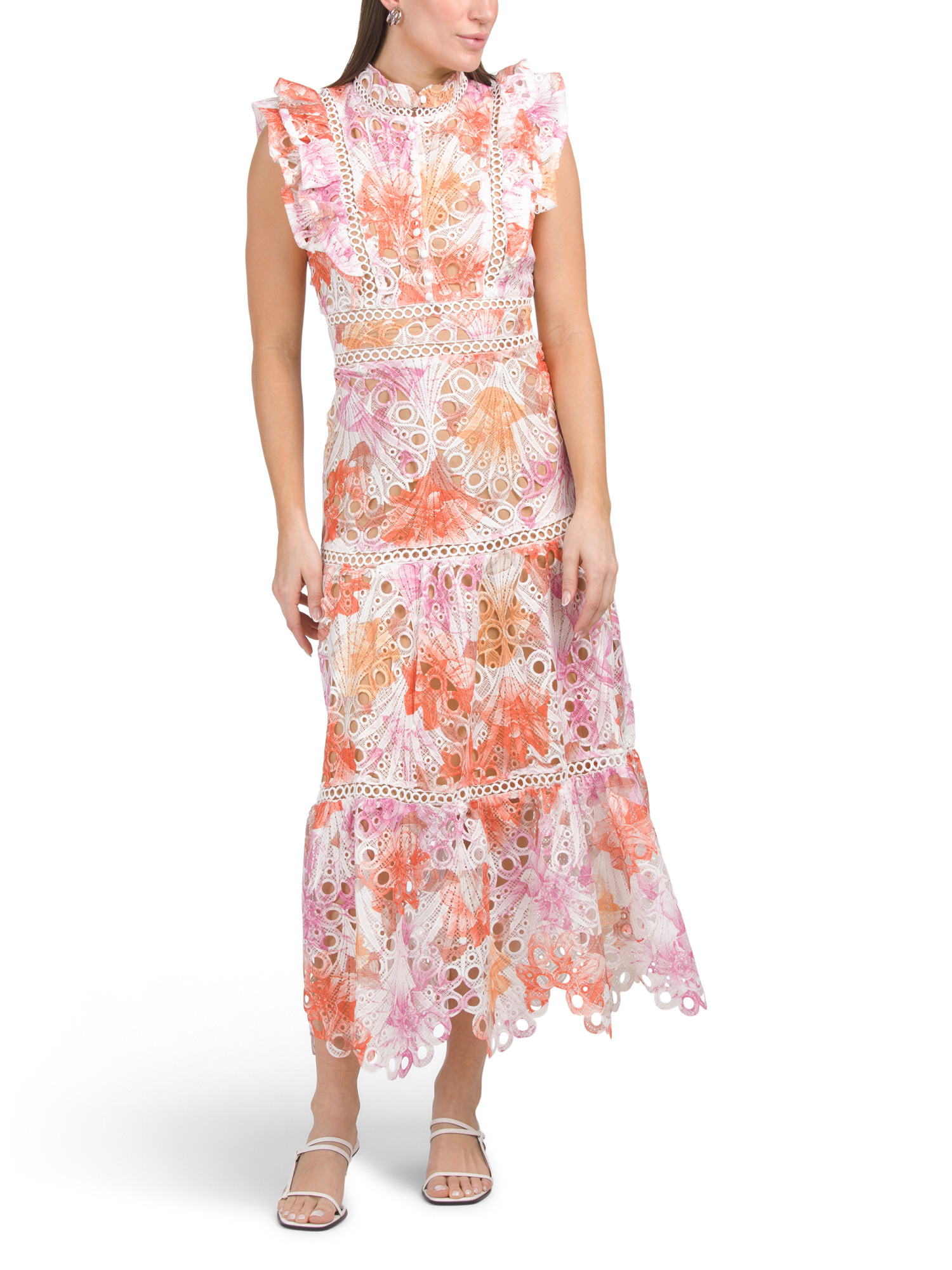 Flutter Sleeve Printed Lace Maxi Dress | Casual Dresses  | Marshalls | Marshalls