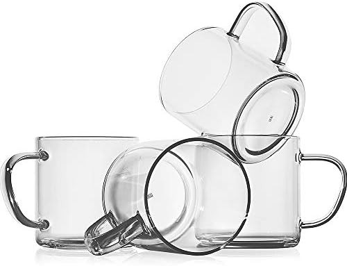 Glass Coffee Mugs(Set of 4),14-oz Clear Borosilicate Glass Coffee Cups,Lead-Free Drinking Glasses... | Amazon (US)