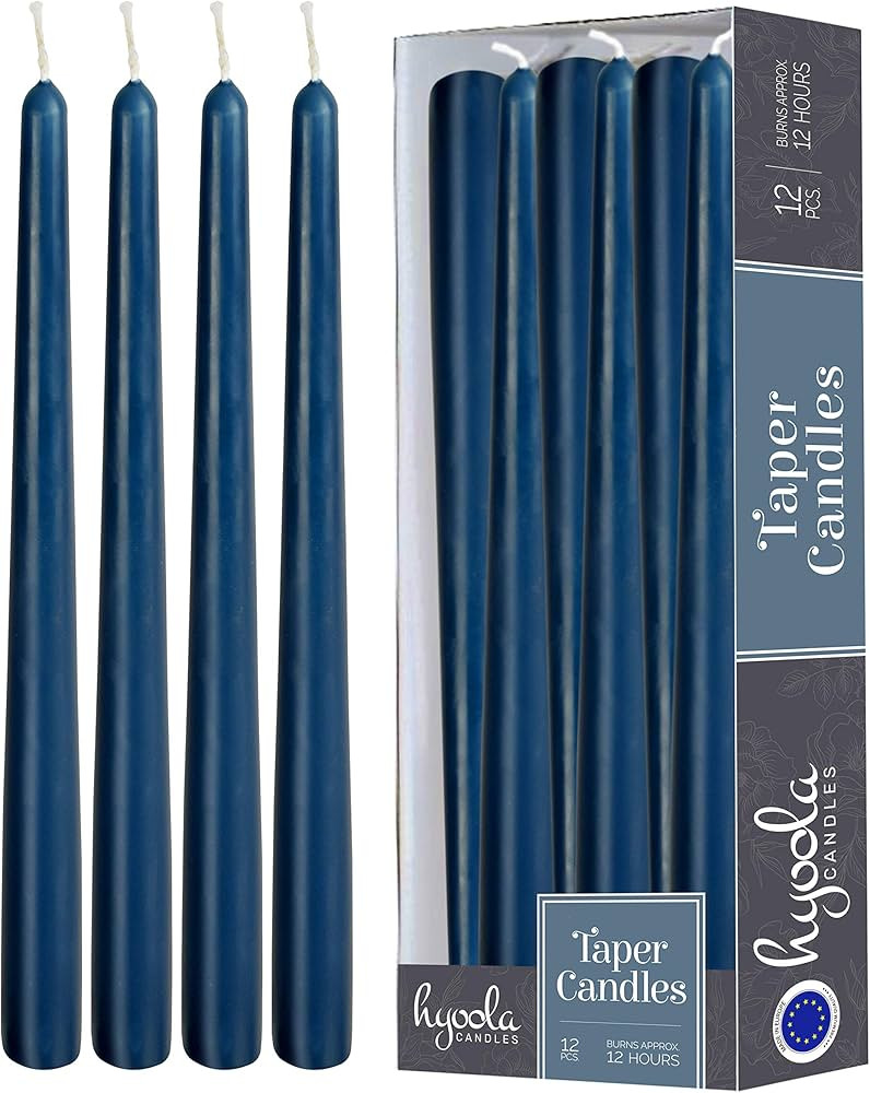Hyoola 12 Pack Tall Taper Candles - 14 Inch Midnight Blue Dripless, Unscented Dinner Candle - Par... | Amazon (US)
