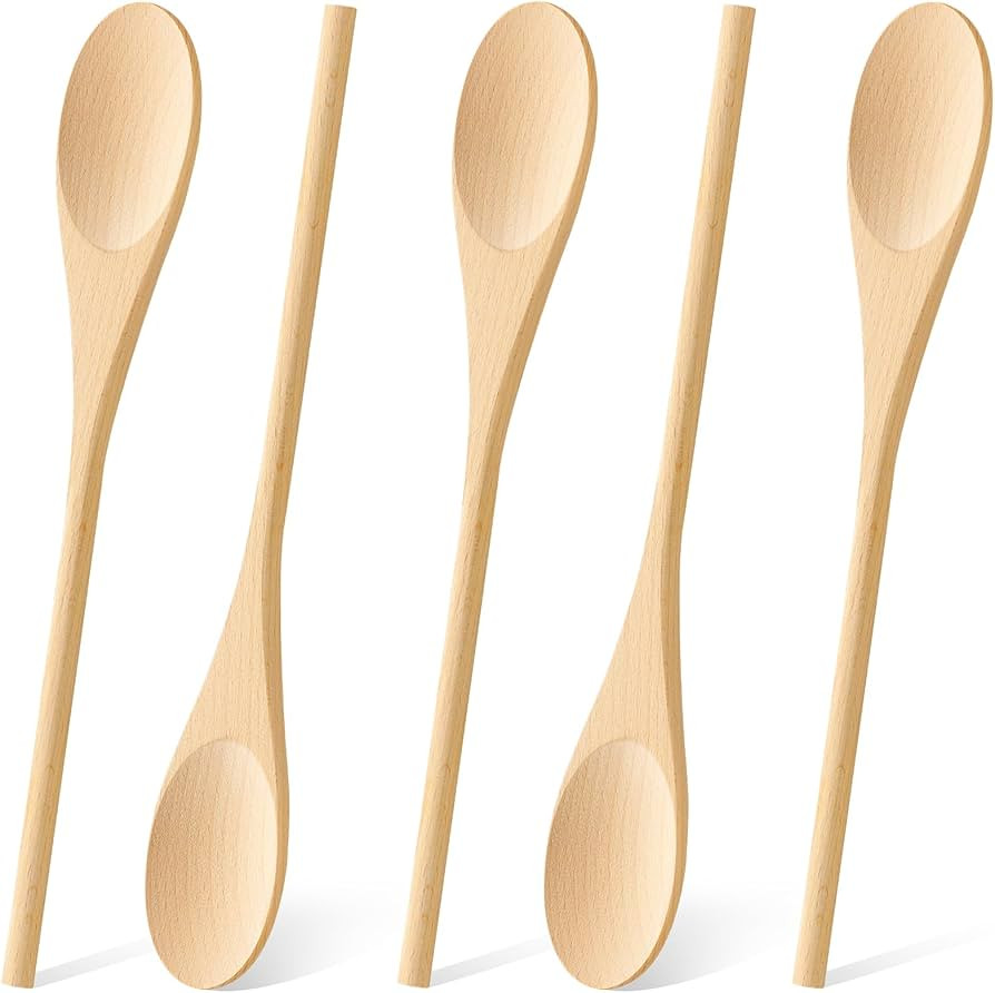 MORGLES 5 Pcs Wooden Spoons for Cooking, 12 Inches Long Handle Spoons for Mixing, Tasting Stirrin... | Amazon (US)