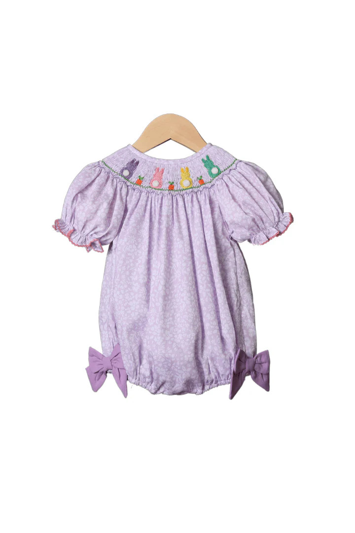 Smocked Purple Floral Peep Short Sleeve | The Smocked Flamingo