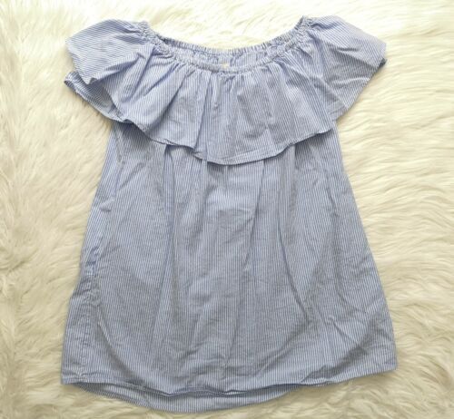 ZARA WOMAN PREMIUM DENIM BLUE WHITE STRIPED OFF THE SHOULDER MINI DRESS SIZE M  | eBay | eBay US