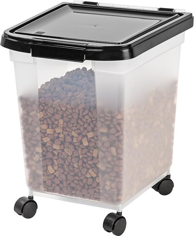 IRIS USA 25 Lbs / 32.5 Qt WeatherPro Airtight Pet Food Storage Container with Removable Casters, ... | Amazon (US)