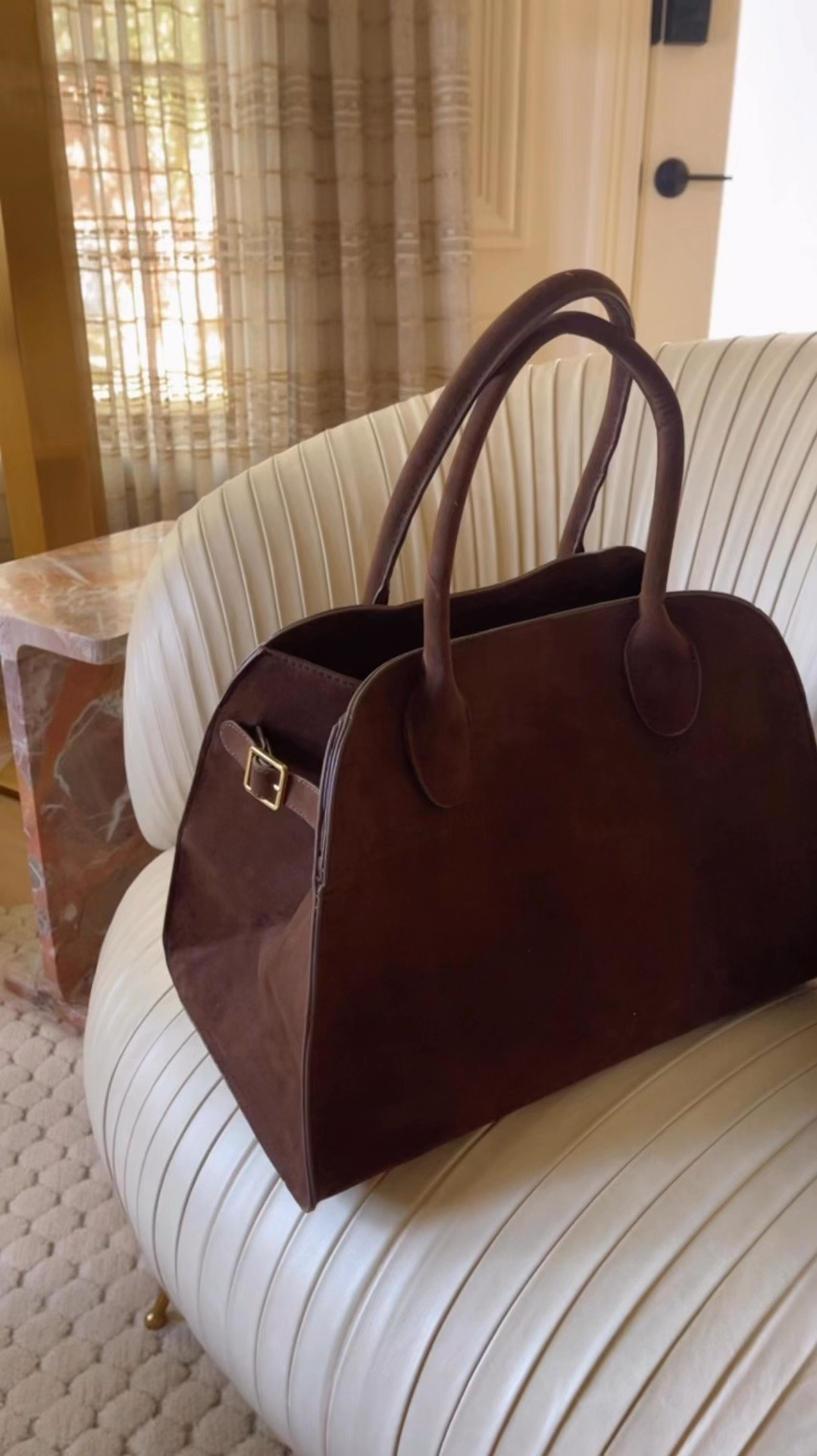 Amazon fall hangbag. I love those suede tote. Fits a laptop. 