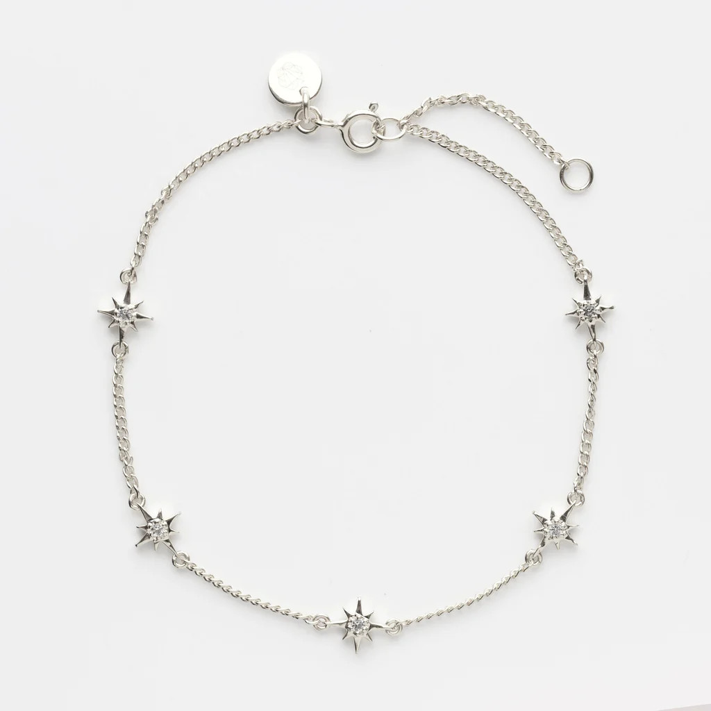Celestial Dainty White Topaz Star Bracelet | Carrie Elizabeth