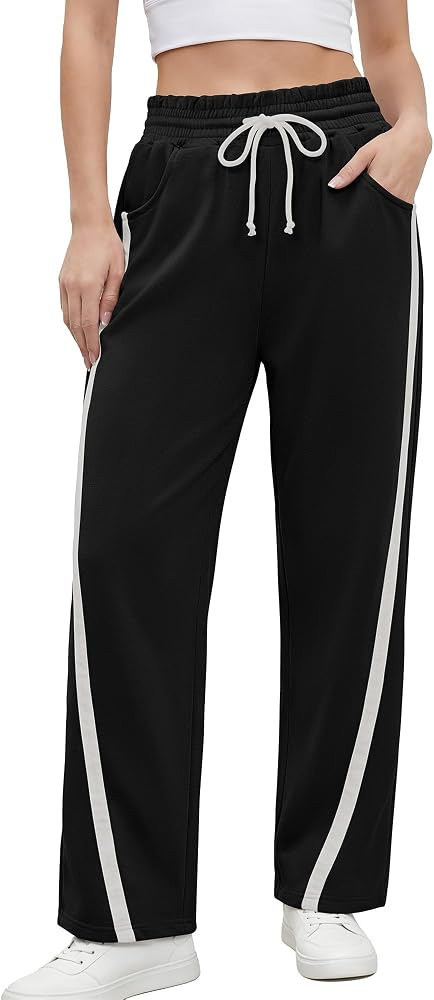 ANRABESS Track Pant for Women Straight Leg Sweatpants Joggers Striped Pants | Amazon (US)
