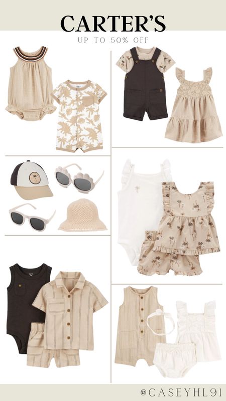 Up to 50% off baby & toddler clothes at Carter’s! Loving these neutral tones! These hates and sunglasses are cute for summer season! 

#LTKKids #LTKBaby #LTKSaleAlert