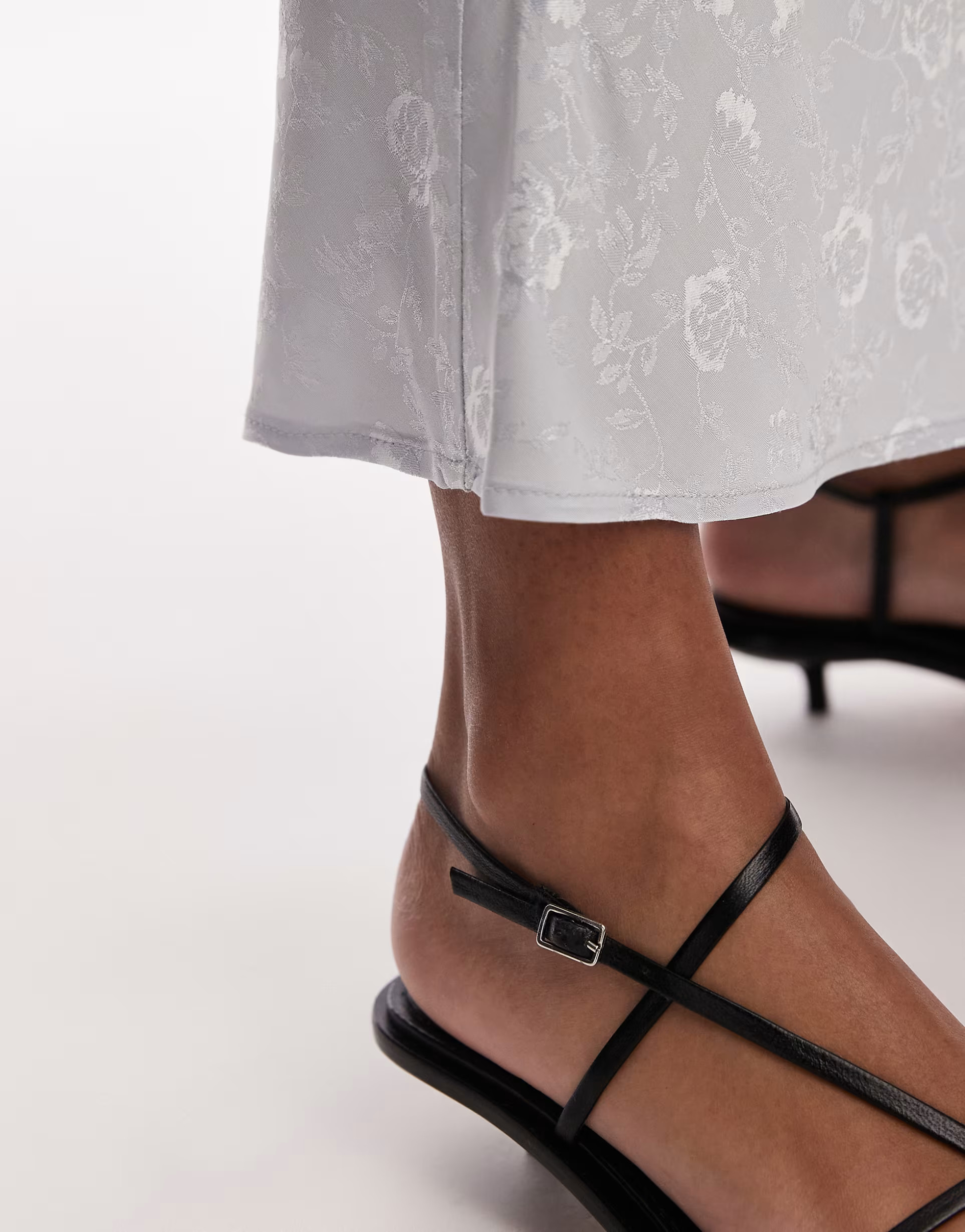 Topshop Inaya premium leather strappy kitten heel sandals in black | ASOS (Global)