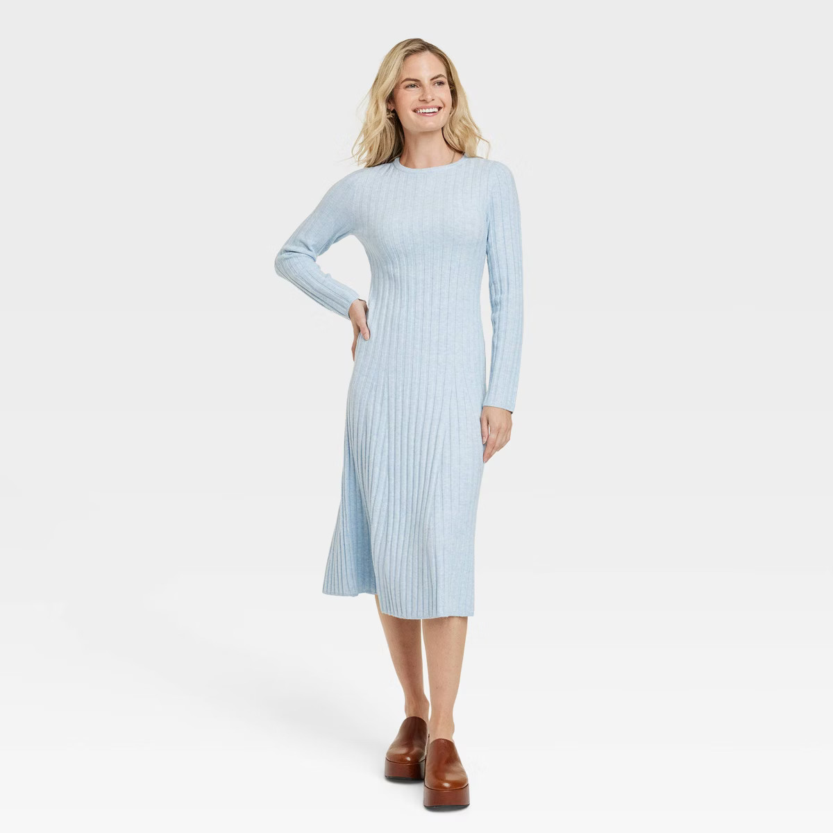 Women's Long Sleeve Midi Ribbed Sweater Dress - A New Day™ | Target