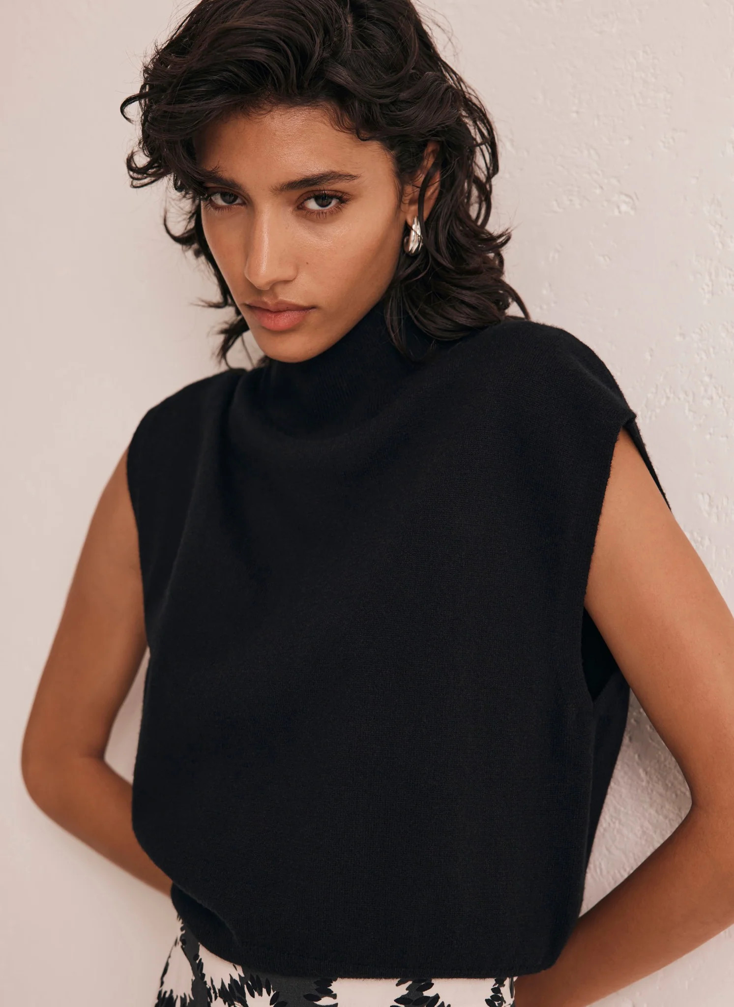 Black Cotton Blend Knit Top | Mint Velvet