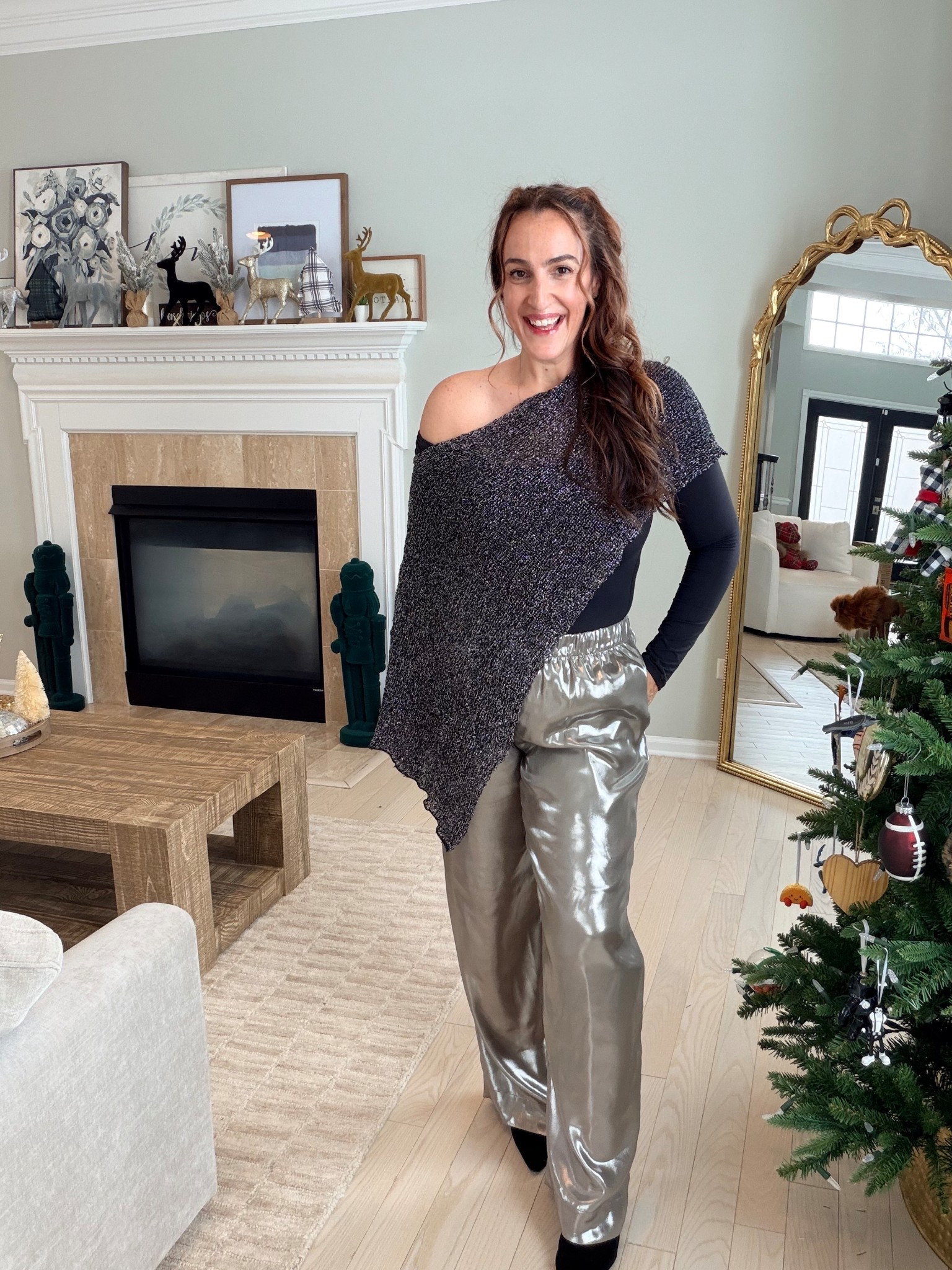 Metallic pants?!!! I wasn’t sure but now I’m SURE!!!wearing size medium!

#LTKHoliday #LTKOver40 #LTKSeasonal