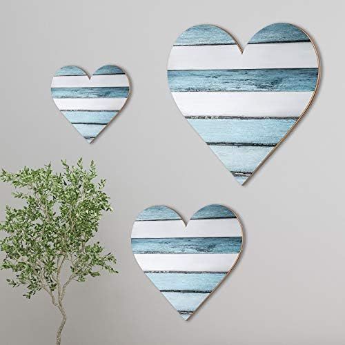 Jetec 3 Pieces Heart Bedroom Wall Decor Heart Shaped Wood Sign Wooden Heart Wall Decor Wood Heart Wa | Amazon (US)