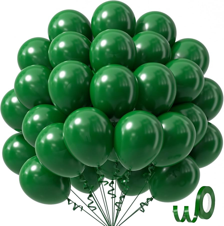 Dark Green Balloons 12 inch, Forest Green Latex Balloon 50pcs Party Balloons for Christmas Jungle... | Amazon (US)