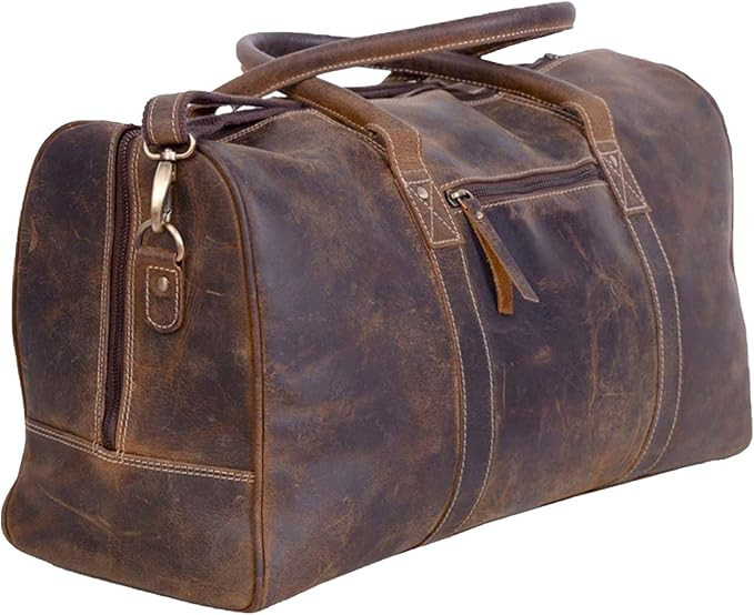 KomalC Leather Travel Duffel Bags for Men and Women Full Grain Leather Overnight Weekend Leather ... | Amazon (US)