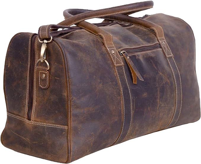 KomalC Leather Travel Duffel Bags for Men and Women Full Grain Leather Overnight Weekend Leather ... | Amazon (US)