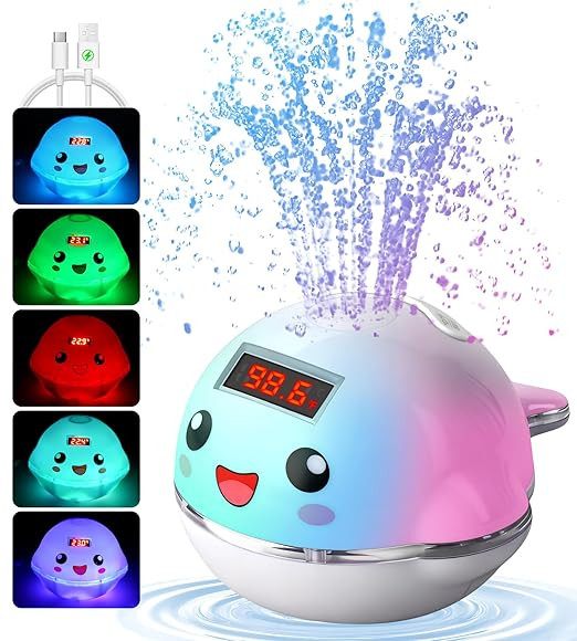 Baby Bath Toy Sprinkler with Thermometer, Temp Alarm & Backlit Display, BPA-Free | CPC Certified ... | Amazon (US)