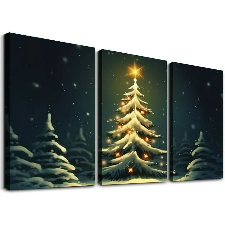 Shiartex Canvas Print Wall Art 3 Piece Set Christmas Decor Trees 12x16x3pcs | Walmart (US)