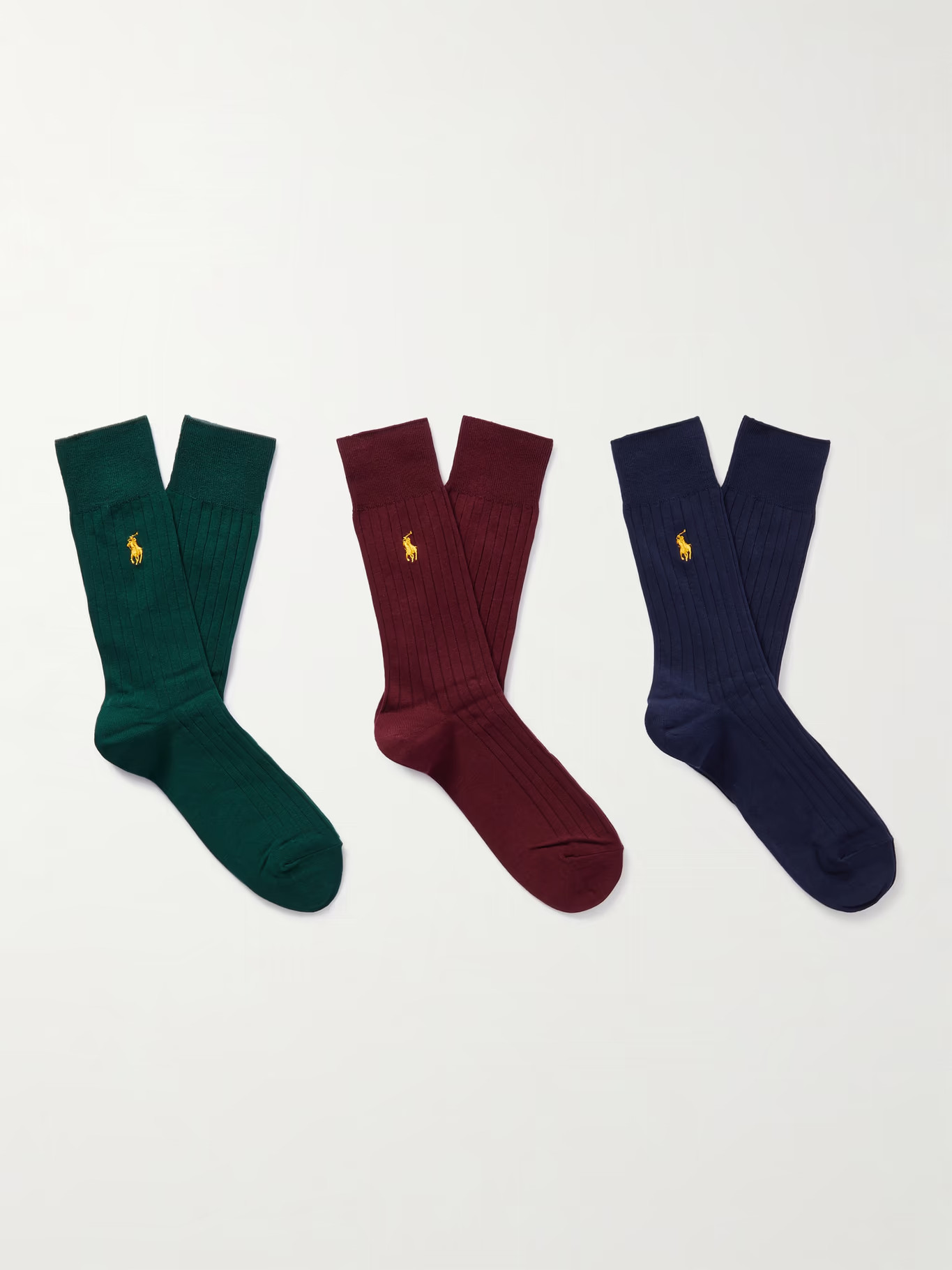 Three-Pack Logo-Embroidered Ribbed Cotton-Blend Socks | Mr Porter (US & CA)