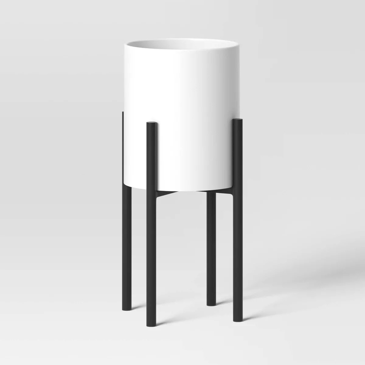 2pc Iron Indoor Outdoor 1 Planter Pot with Stand White/Black - Threshold™ | Target