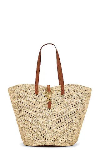 Saint Laurent Large Panier Tote Bag in Natural & Brick | FWRD | FWRD 